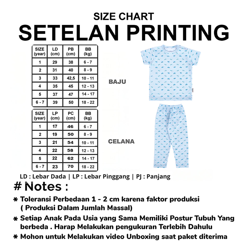 Setelan Piyama Printing