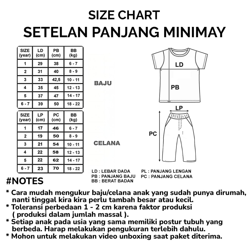 MINIMAY Setelan Piyama Printing