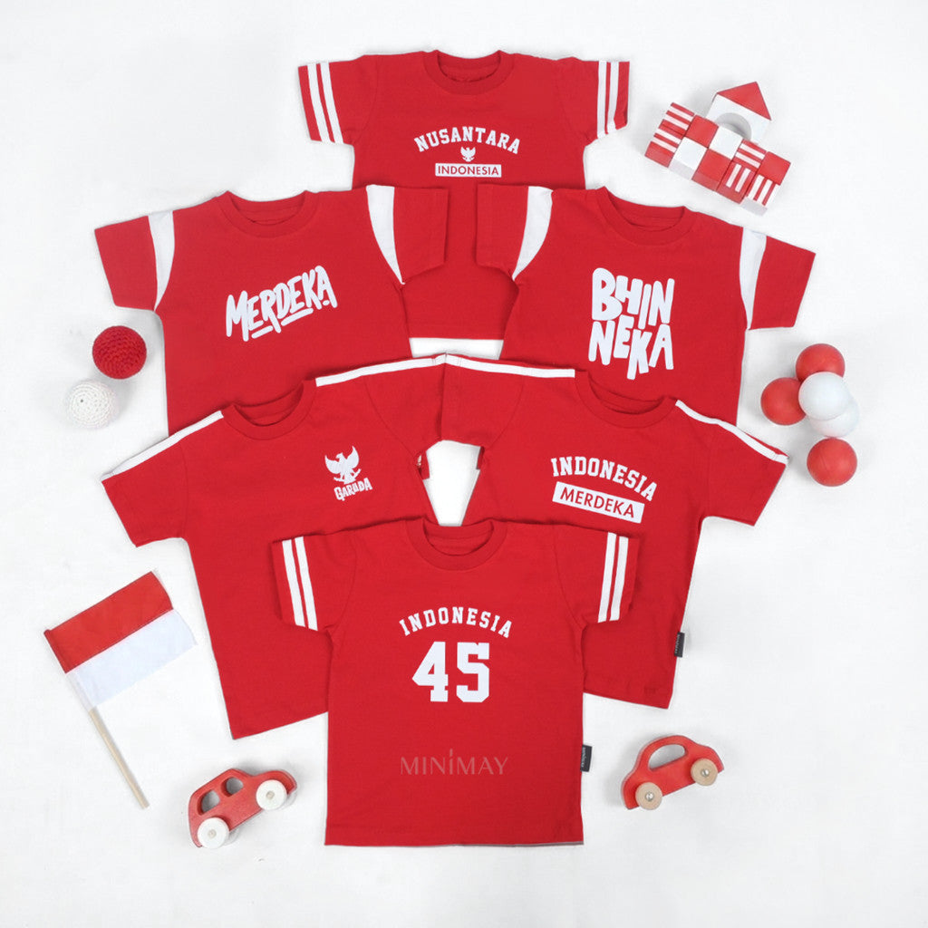 Kaos Anak 17 Agustus Indonesia Baju Merah Putih Kombinasi Usia 1 2 3 4 5 6 7 Tahun