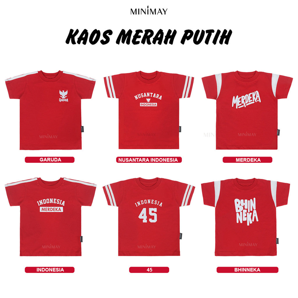 Kaos Anak 17 Agustus Indonesia Baju Merah Putih Kombinasi Usia 1 2 3 4 5 6 7 Tahun