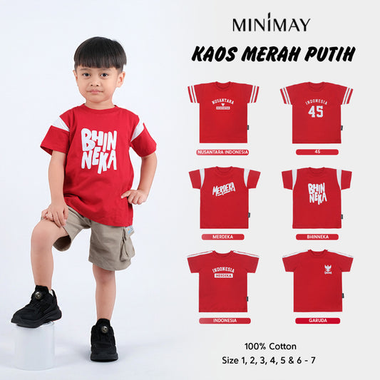 Kaos Anak 17 Agustus Indonesia Baju Merah Putih Kombinasi Usia 1 2 3 4 5 6 7 Tahun